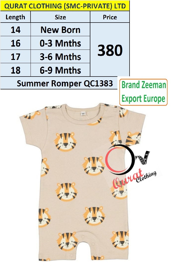 Zeeman Brand Tiger Face Summer Romper QC1383 Export Europe