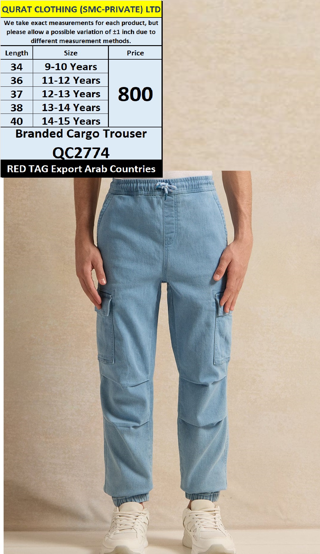 RED TAG Brand Cargo Trouser Pant QC2774 Export Arab Countries