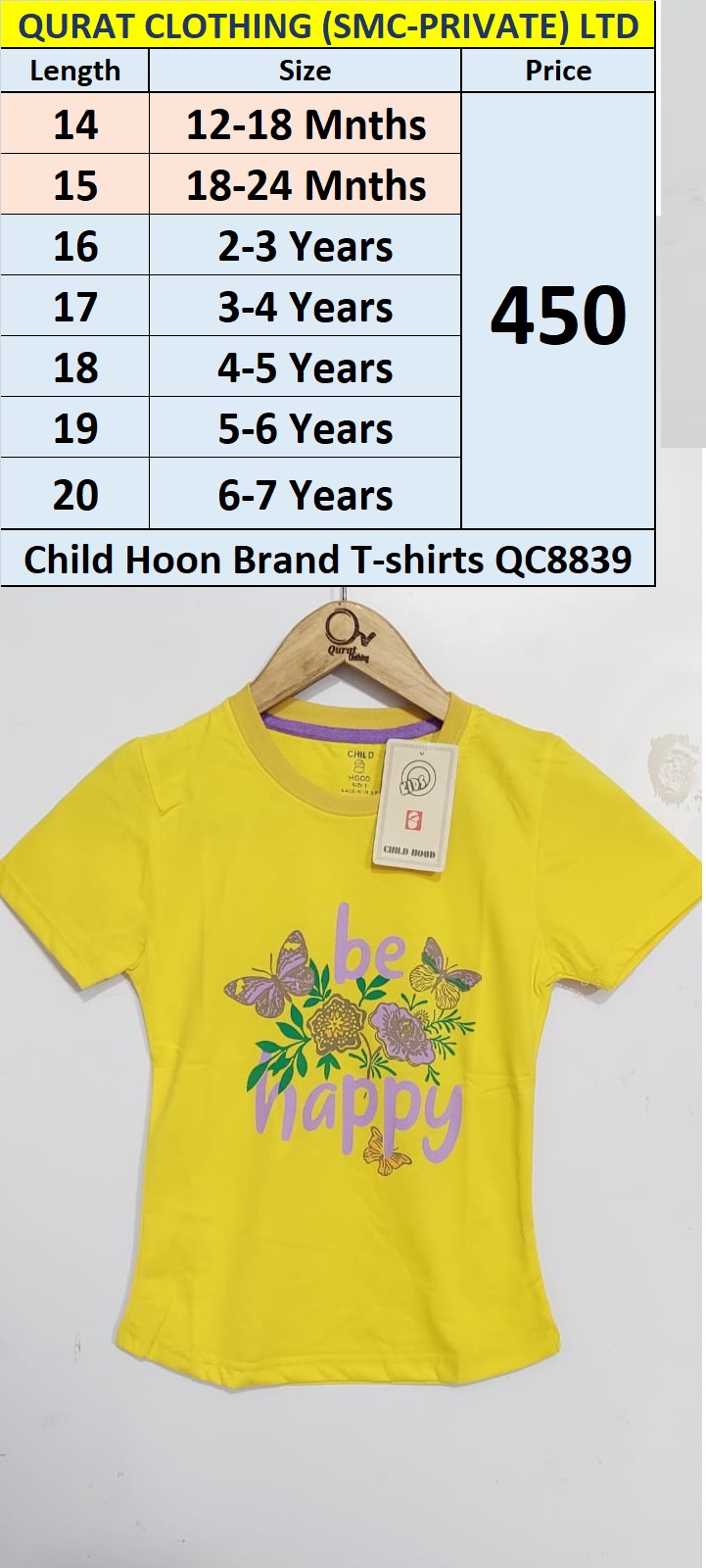 Child Hood Brand Girls T-Shirt QC8839