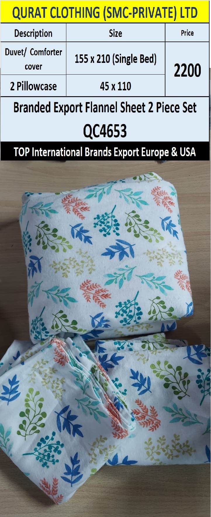 Top Intl Brand Flannel Fabric Comforter Cover +  2 Pillow Case QC4653 Export Europe & USA