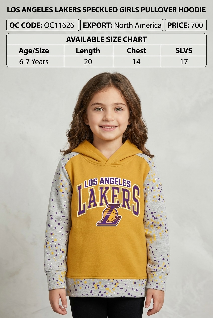 Los Angeles Lakers Speckled Girls Pullover Hoodie – Export North America – QC11626