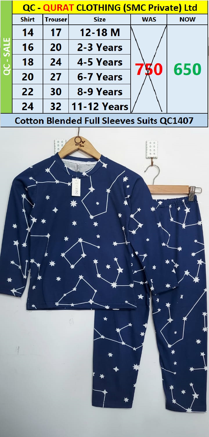 Glow in the Dark Stars Print Cotton Blended Suit QC1407