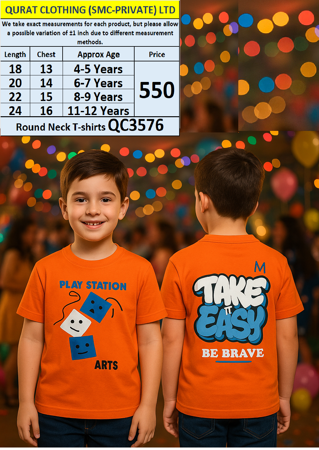 Round Neck Soft Cotton Blended T-shirts QC3576