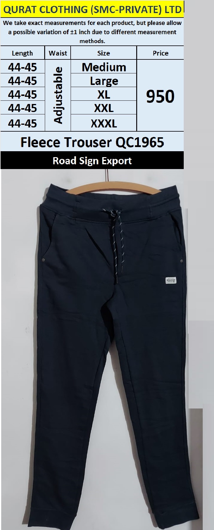 Road Sign Fleece Trouser QC1965 