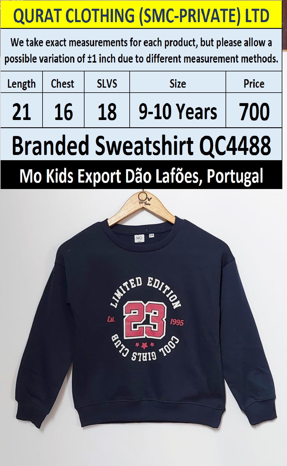 MO Clothing Brand Sweatshirt Export Dão Lafões, Portugal - QC4488