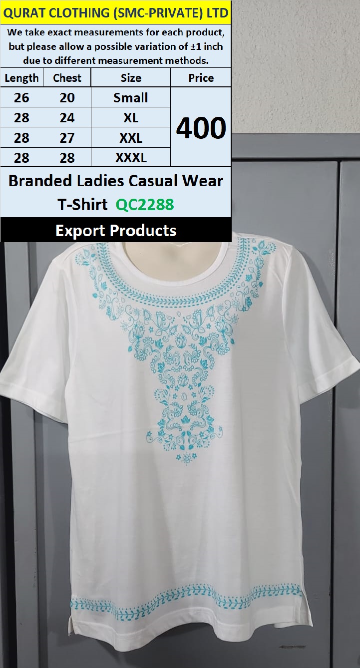 Branded Ladies Casual Wear T-shirt QC2288 - Export Product 