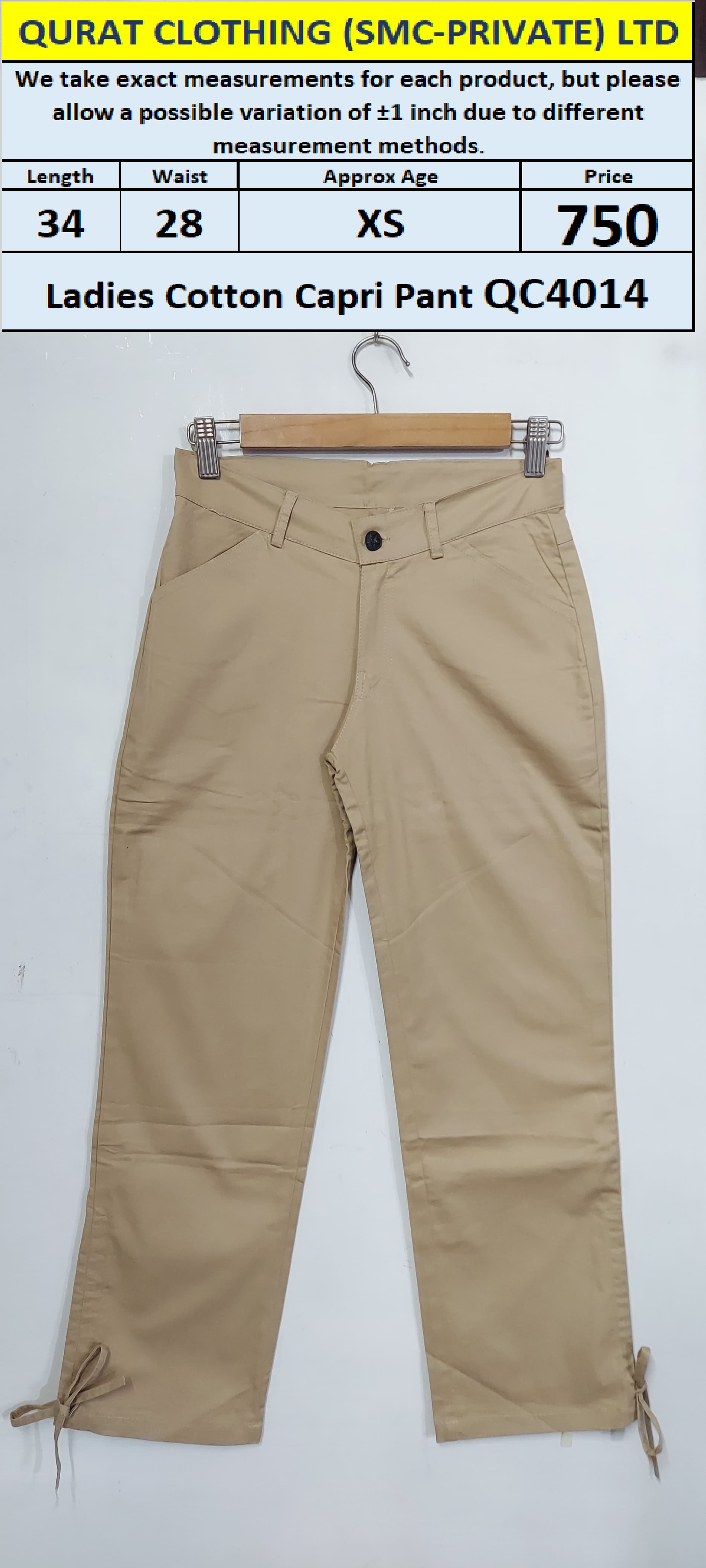 Ladies Cotton Capri Pant QC4014