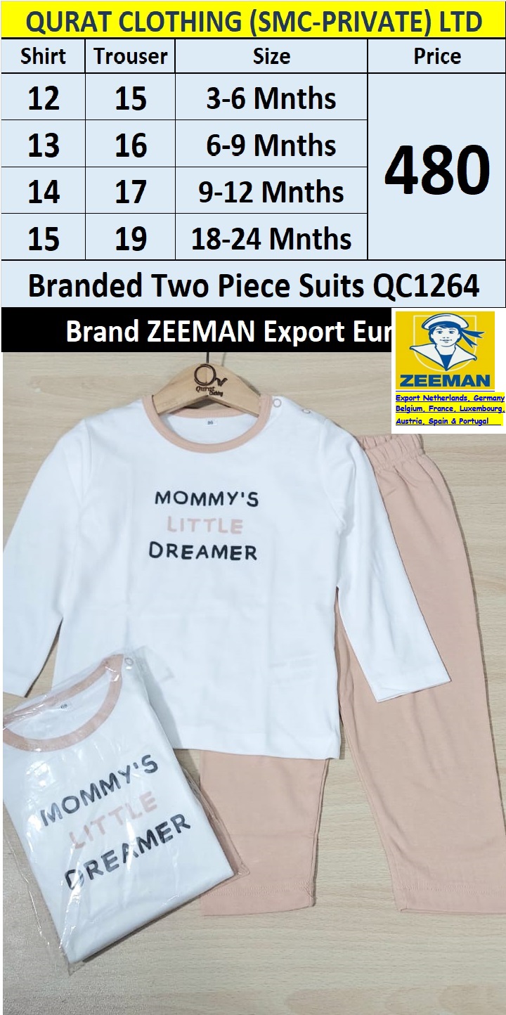 Zeeman Brand Mommy's Little Dreamer Two Piece Suit QC1264 Export Europe 