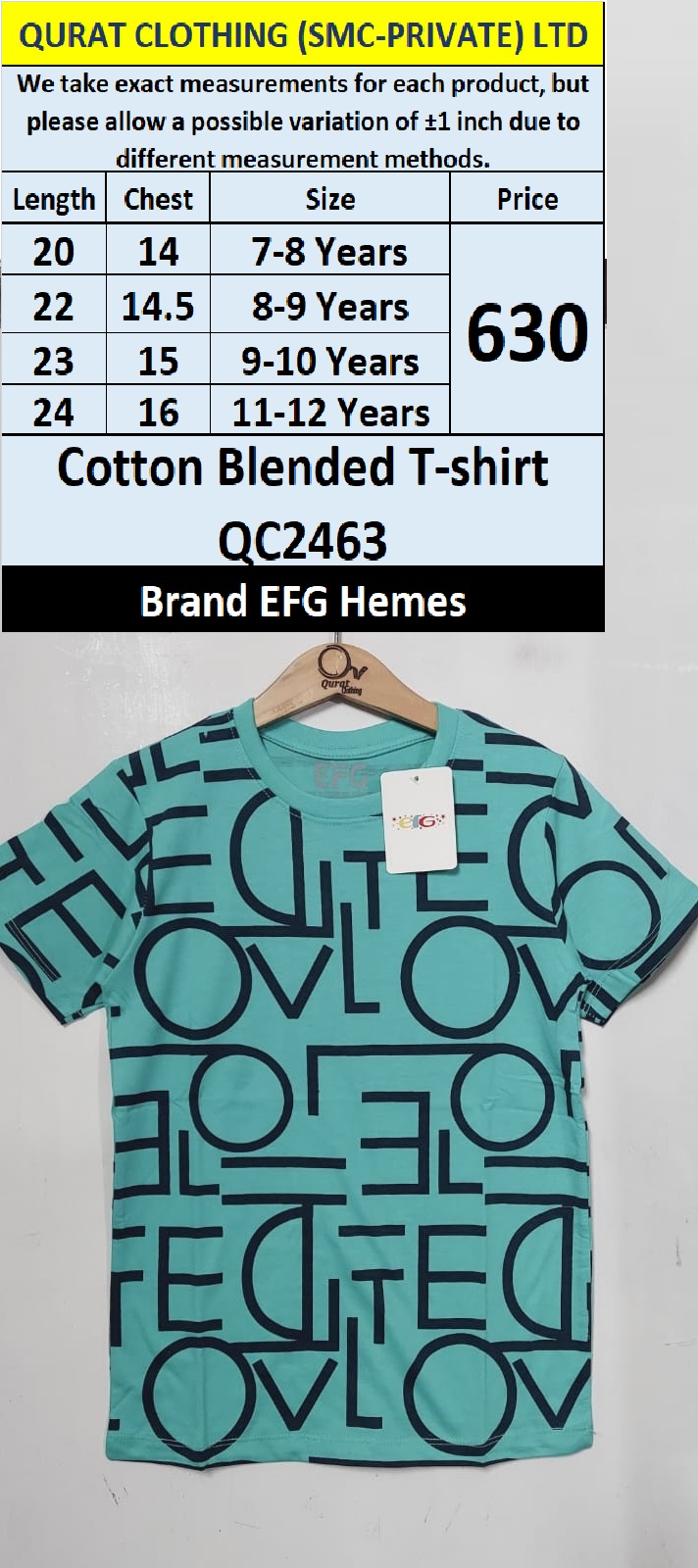 EFG Hemes Brand Cotton Blended T-shirt QC2463