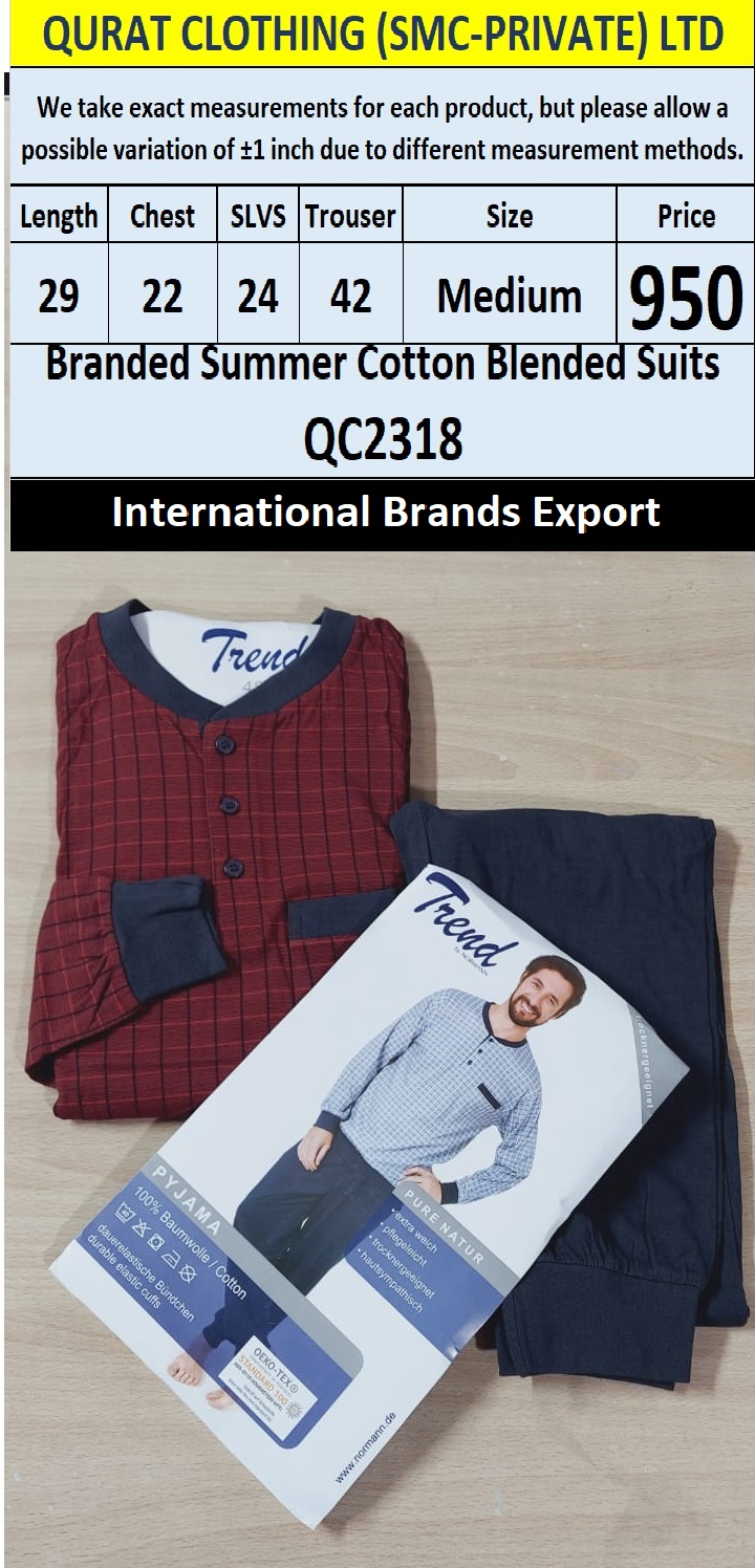International Brands Summer Cotton Blended Suits Export Germany QC2318