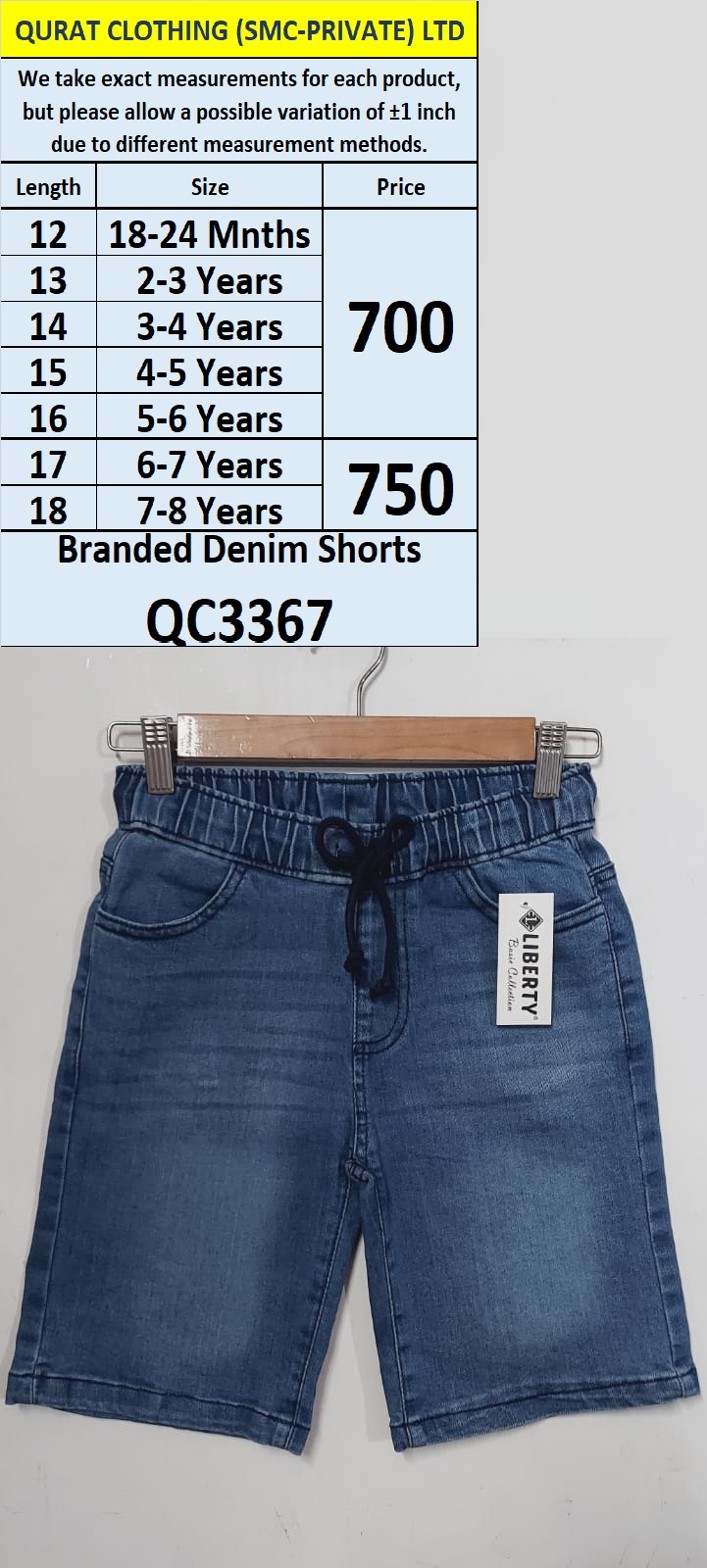 Branded Denim Shorts QC3367