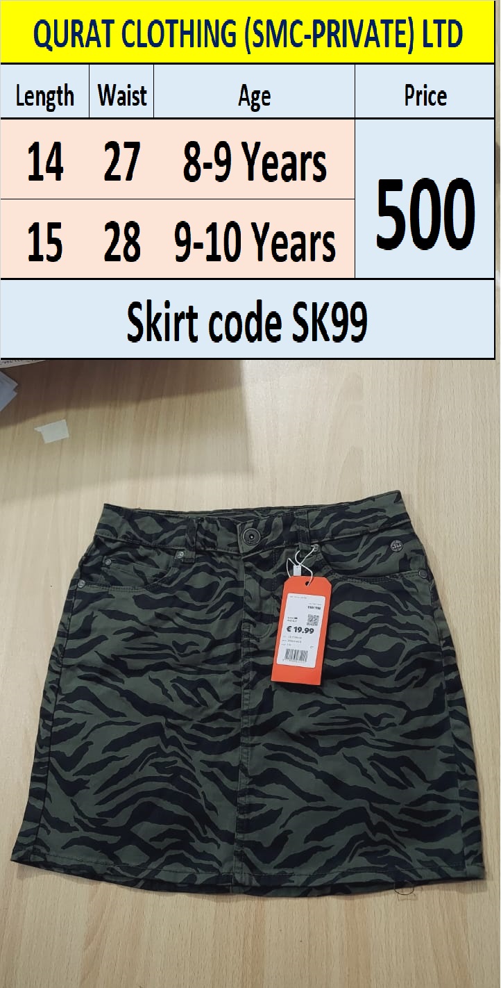 Branded Denim Tiger Print Skirt SK99