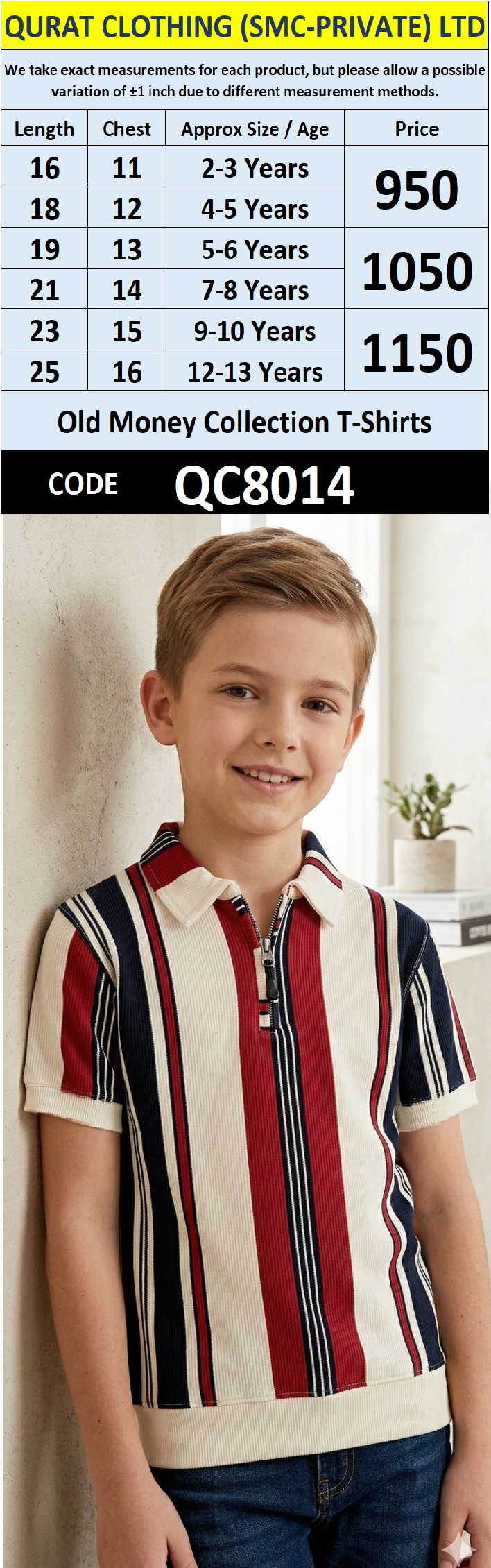 Old Money Cream Red & Navy Ribbed Half-Zip Polo T-Shirt with Vertical Stripe Panel Design QC8014