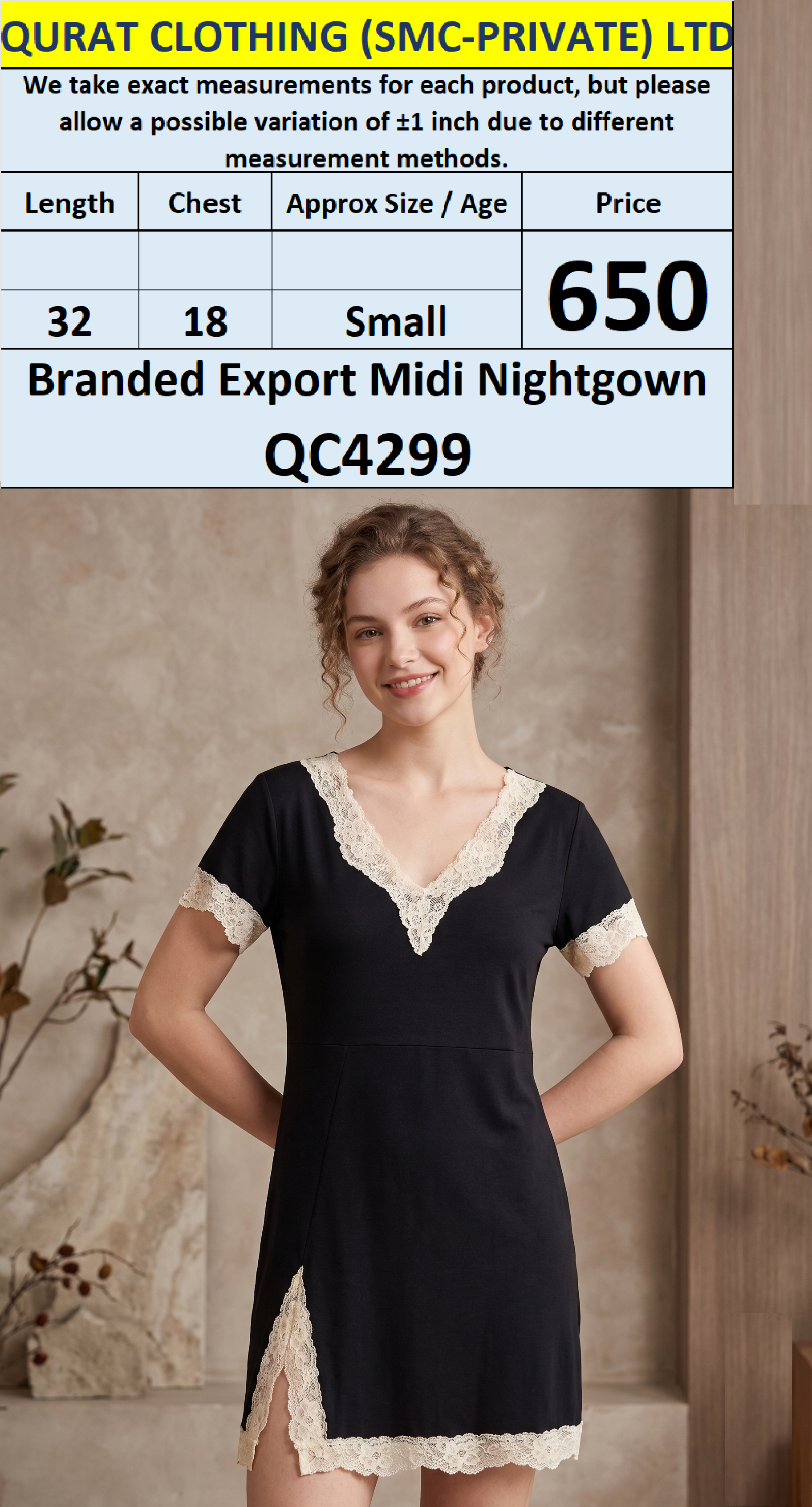 Branded Export Midi Nightgown QC4299