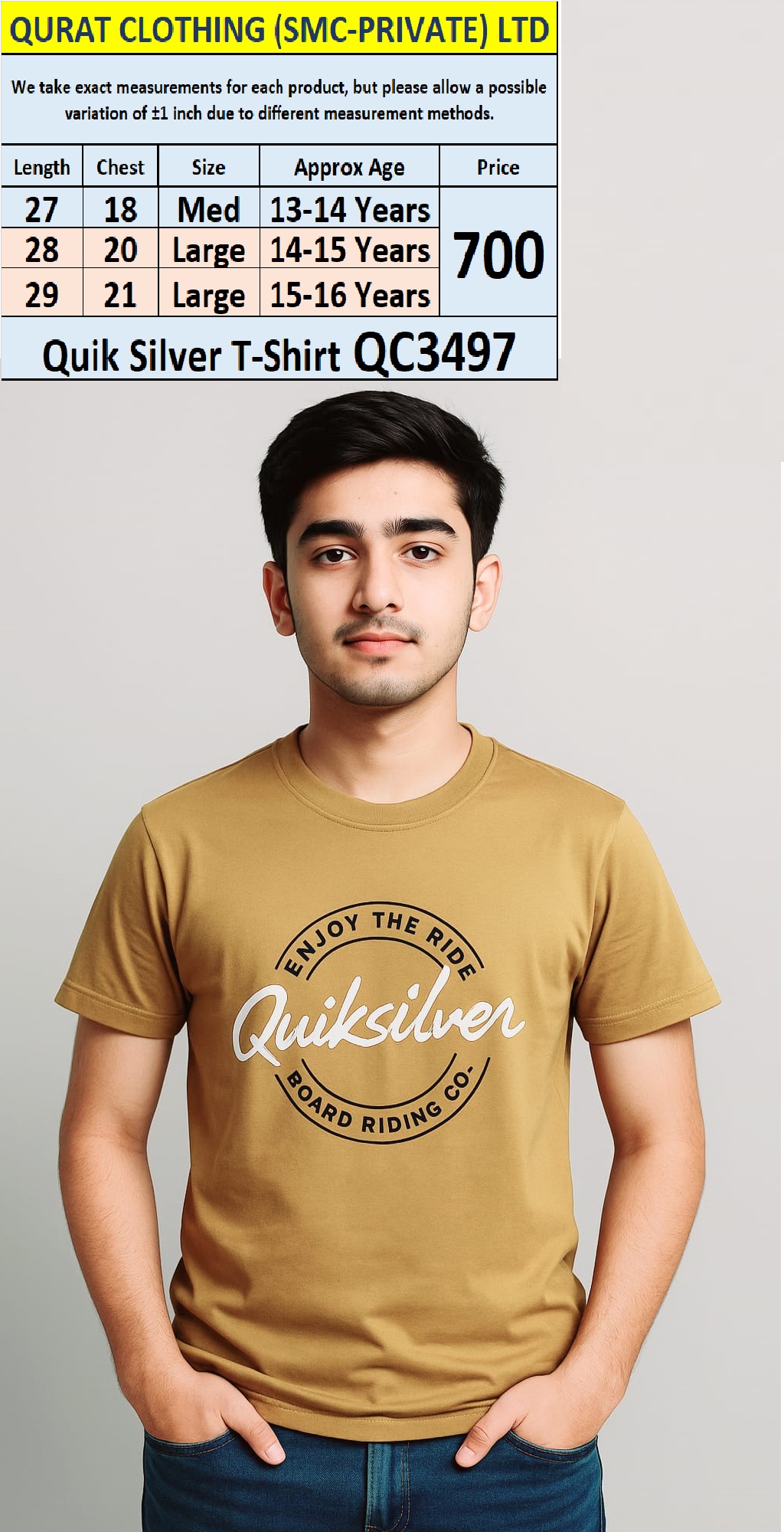 Soft Cotton Blended Quik Silver T-Shirt QC3497