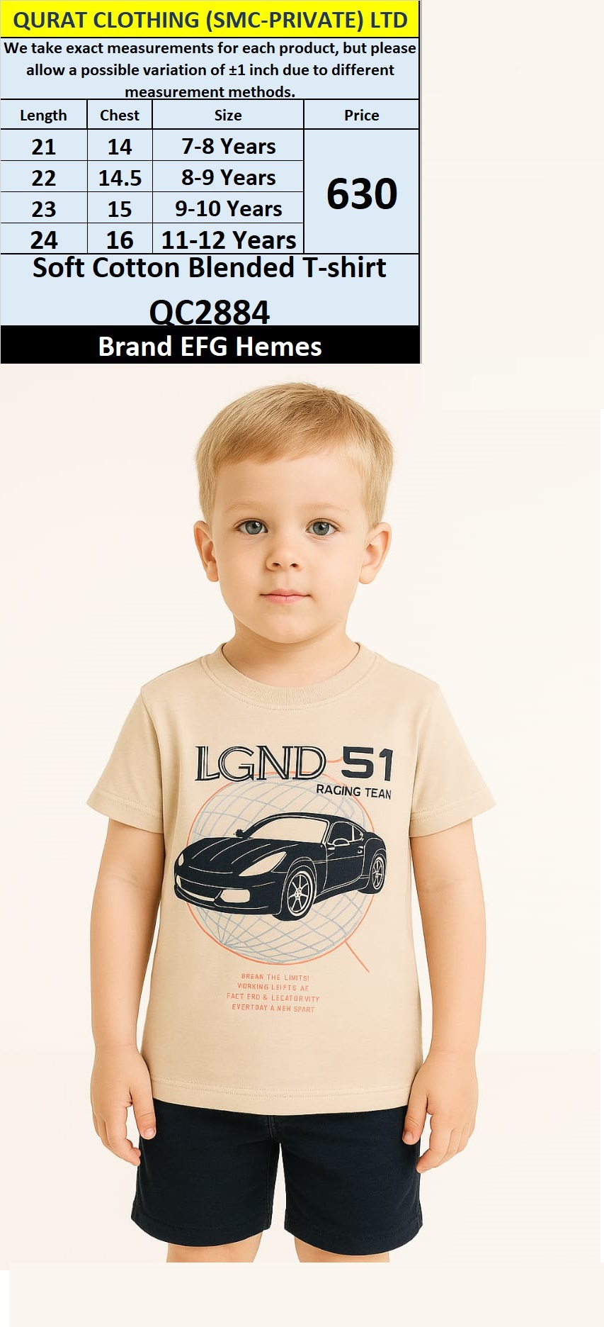 Soft Cotton Blended T-Shirt QC2884  Brand EFG Hemes