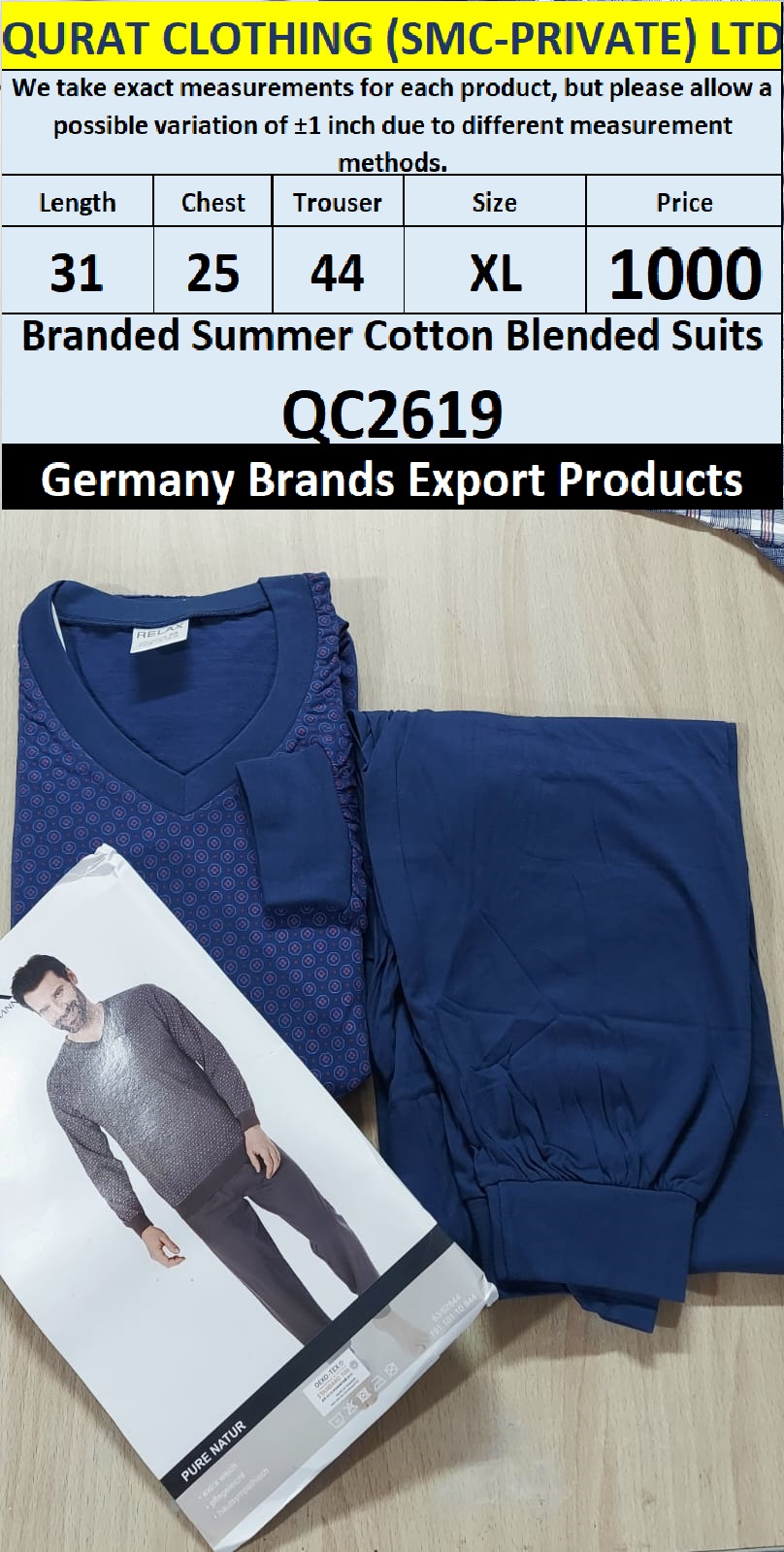 International Brands Summer Cotton Blended Suits Export Germany QC2619