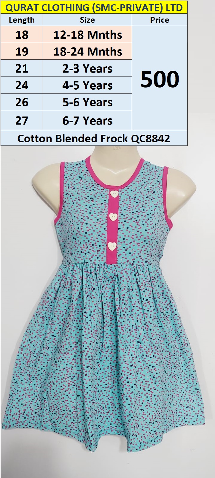 Cotton Blended Frock QC8842 Brand Child Hood