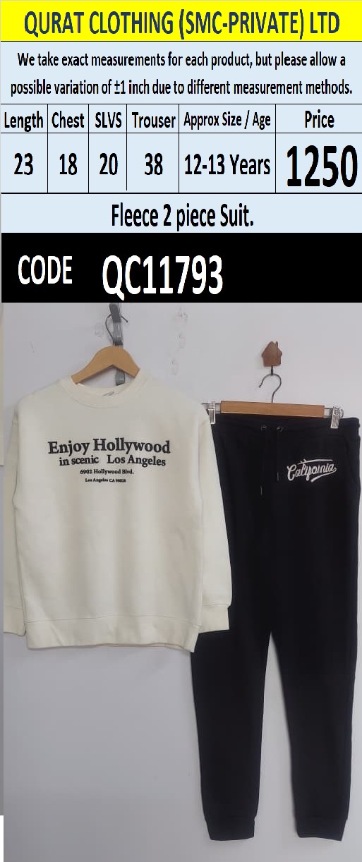 Cream and Black Fleece 2 Piece Suit with Enjoy Hollywood and California Print — QC11793
