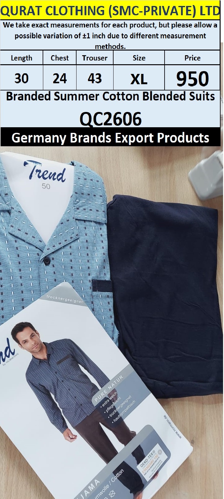 International Brands Summer Cotton Blended Suits Export Germany QC2606