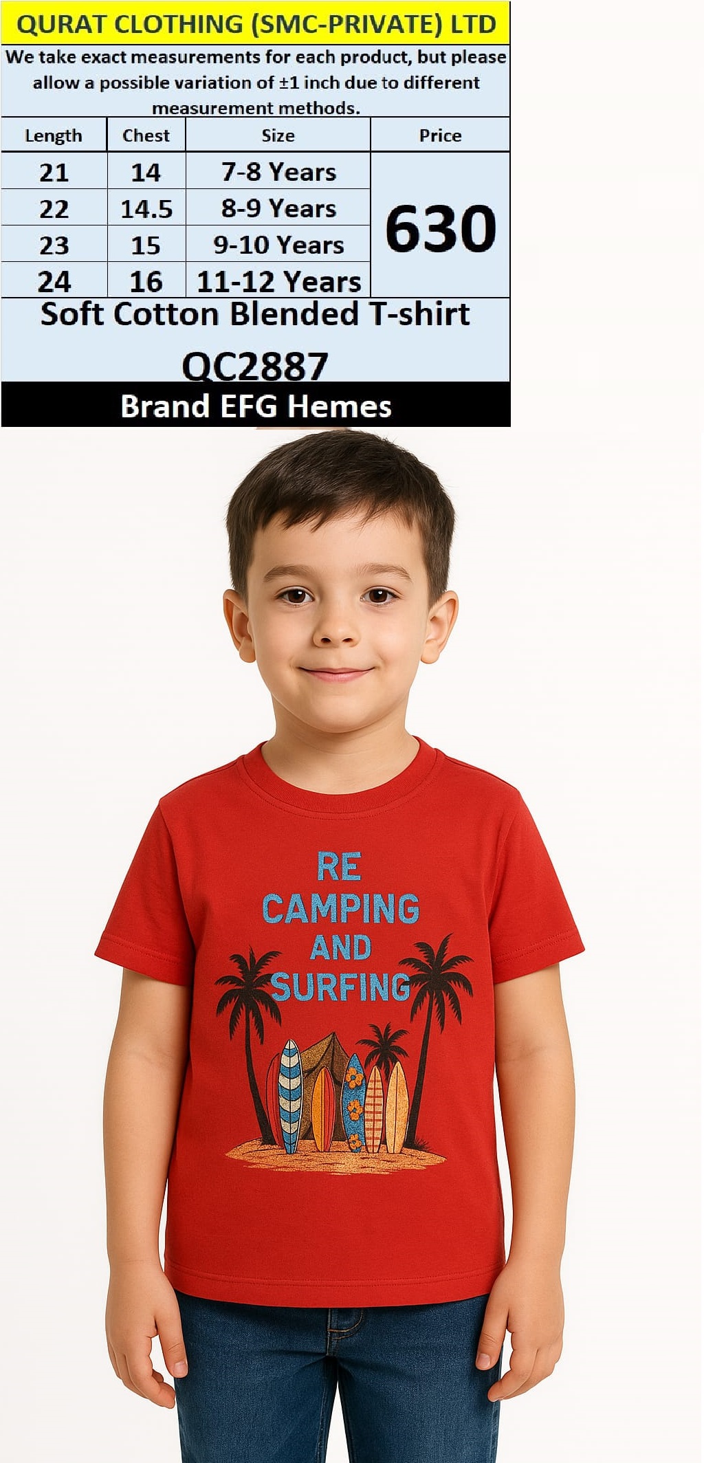 Soft Cotton Blended T-Shirt QC2887  Brand EFG Hemes