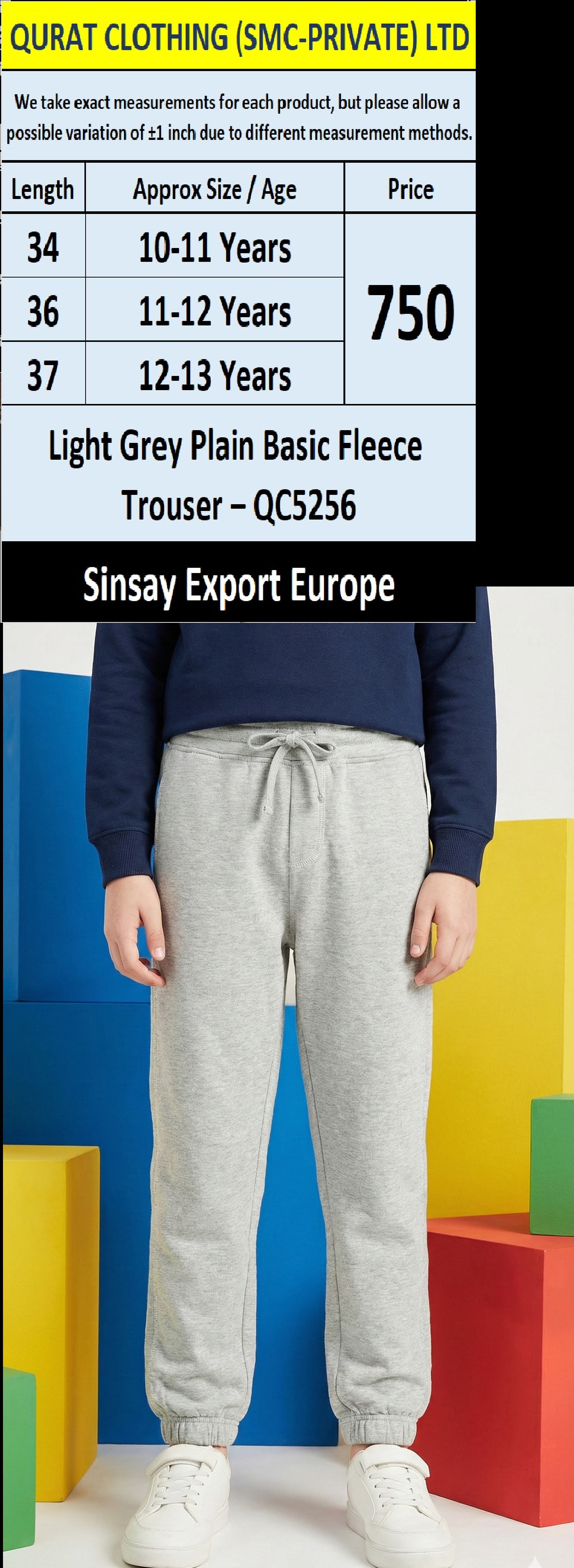 Light Grey Basic Fleece Trouser | Sinsay Export Europe | QC5256