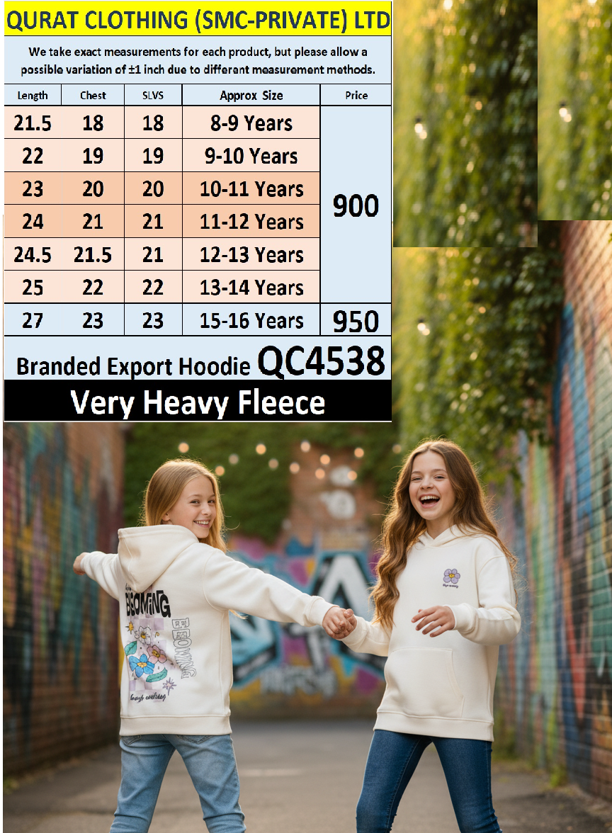 Branded Export Heavy Fleece Blooming Hoodie QC4538
