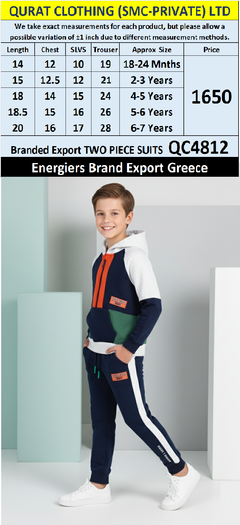 Energiers Brand Two-Piece Suits QC4812 Export Greece 