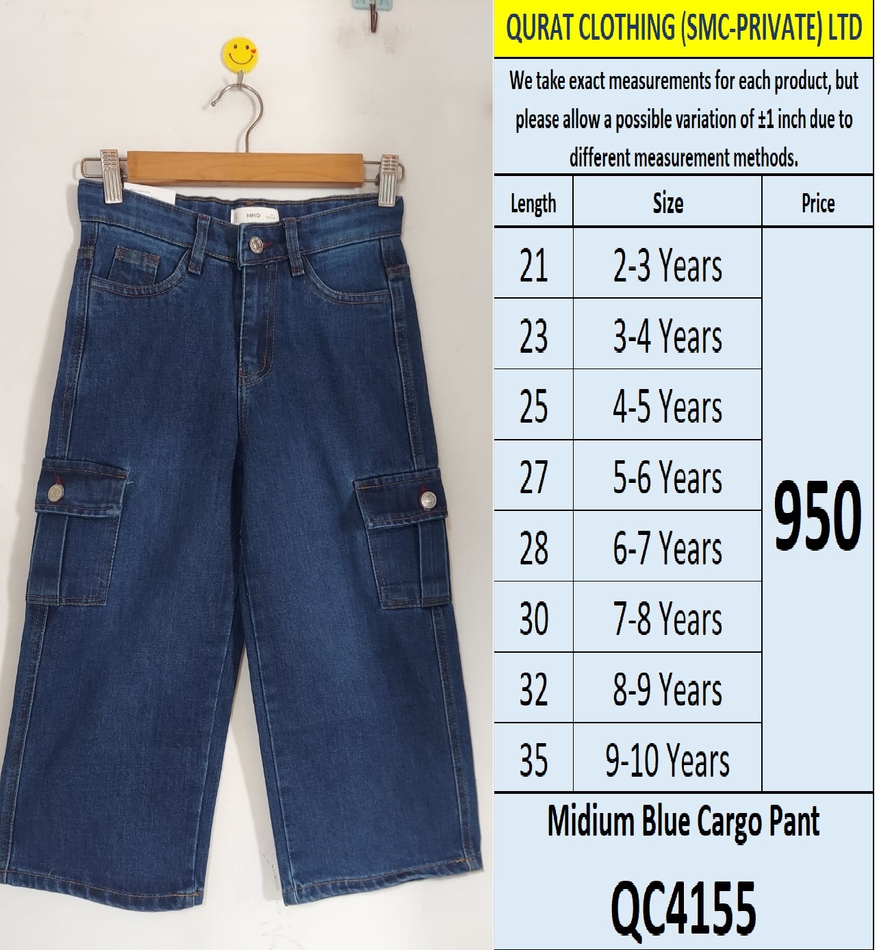Medium Blue Cargo Pant QC4155