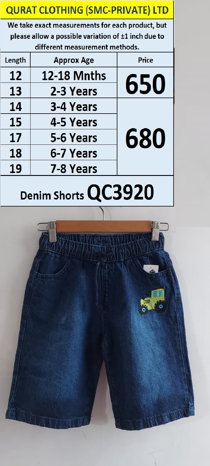 Dark Blue Tractor Denim Shorts QC3920