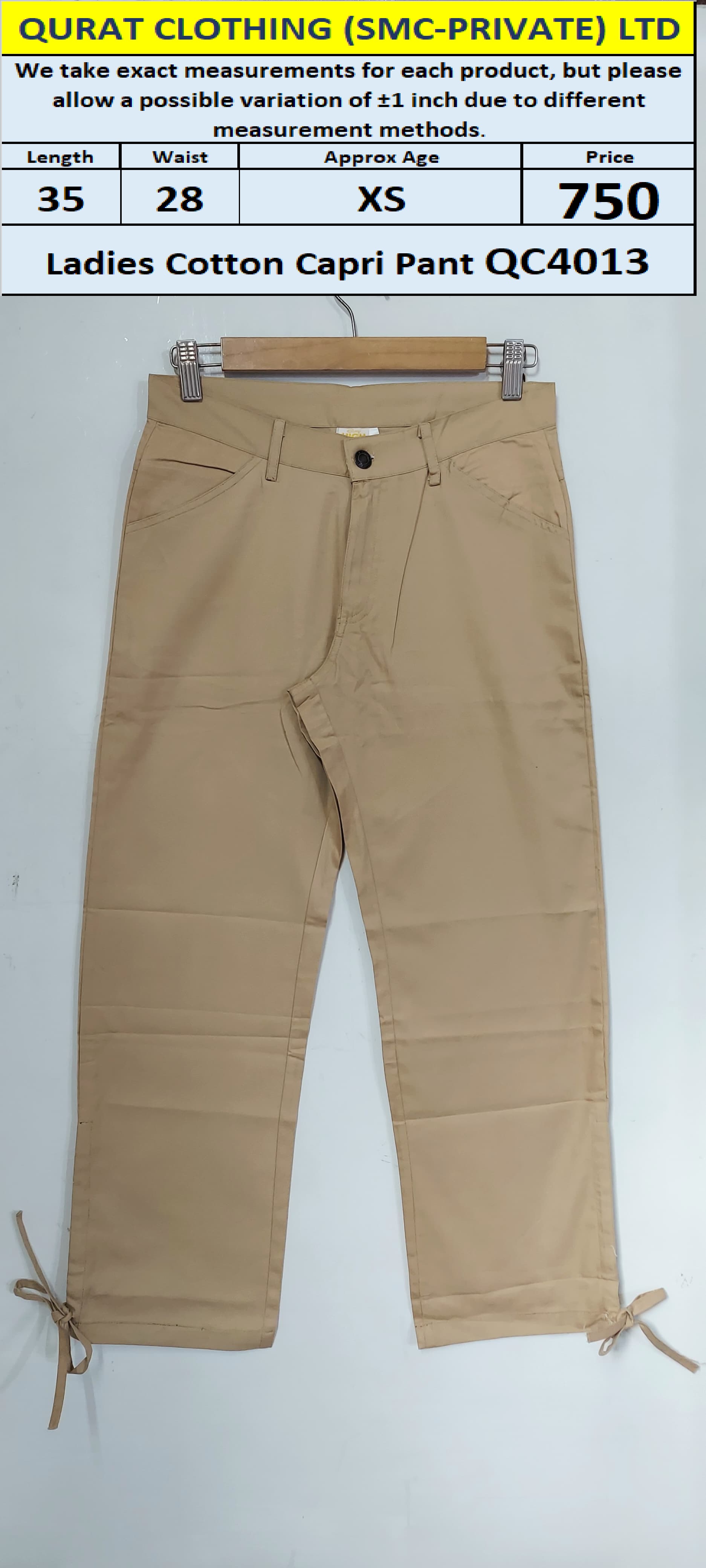 Ladies Cotton Capri Pant QC4013
