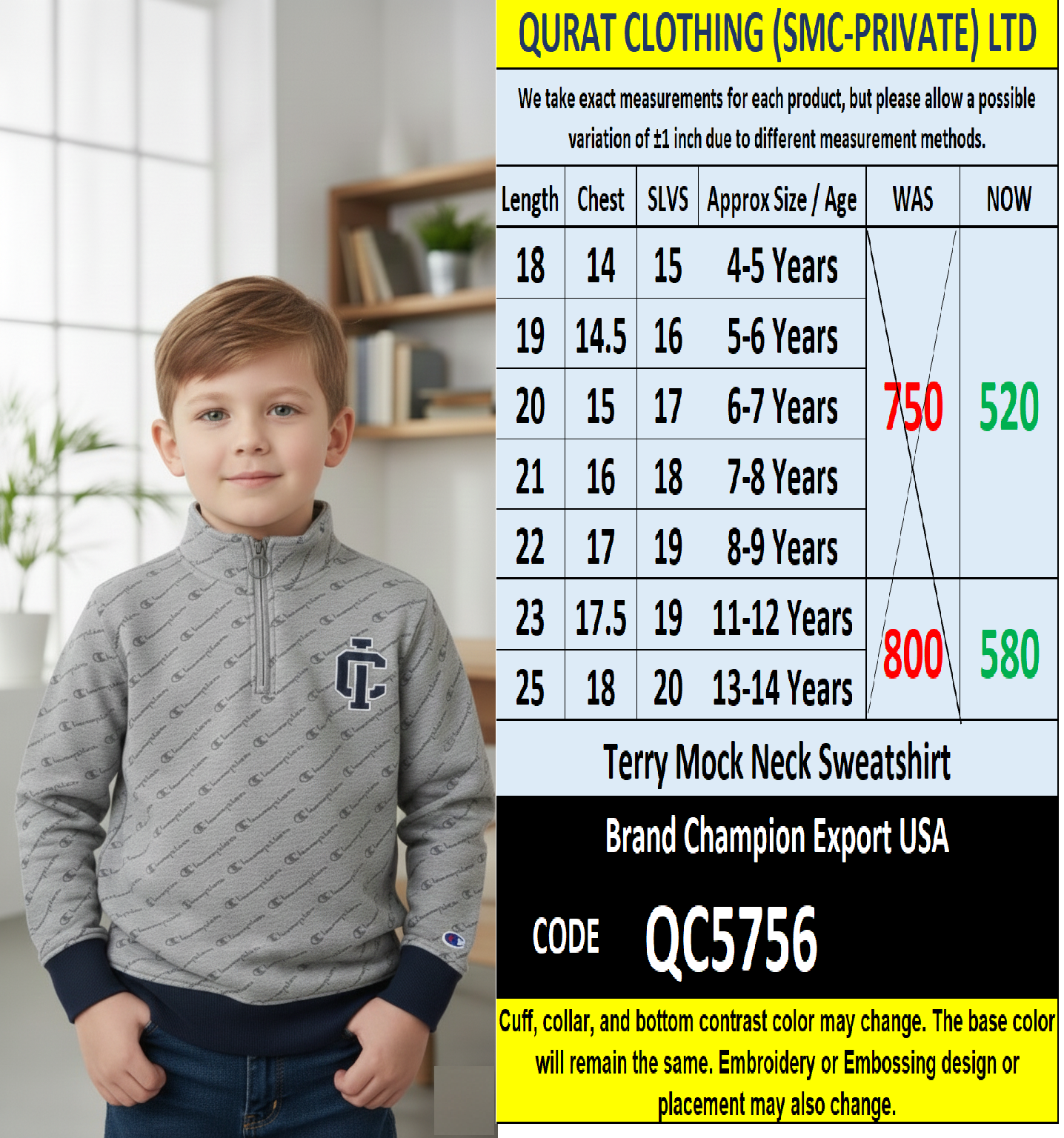 Champion Brand Mock Neck Sweatshirt Export USA - QC5756