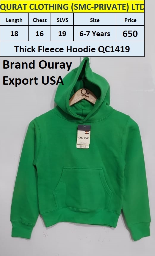 Ouray Brand Thick Fleece Hoodie QC1419 Export USA