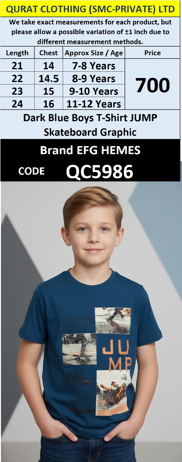 Dark Blue Cotton Blended T-Shirt JUMP Skateboard Graphic Printed Design – QC5986