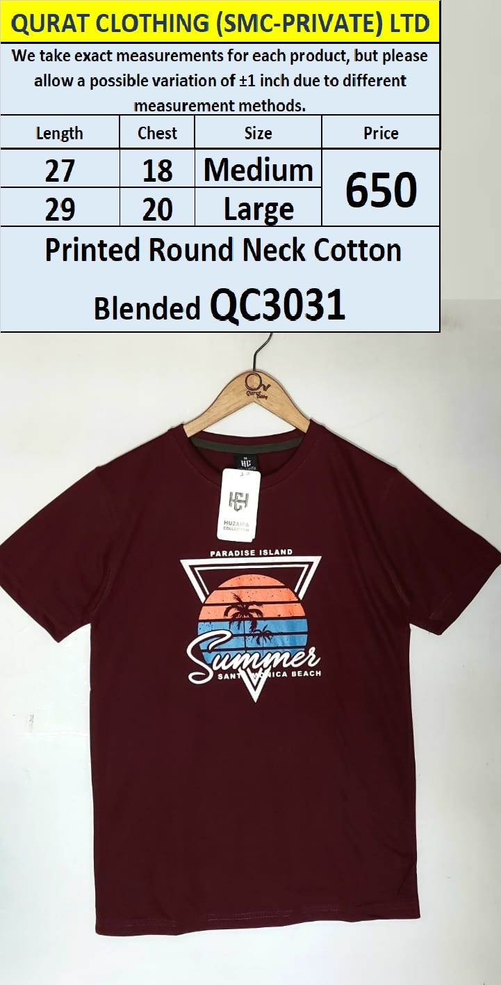 Santa Monica Beach Round Neck Cotton Blended T-shirt QC3031