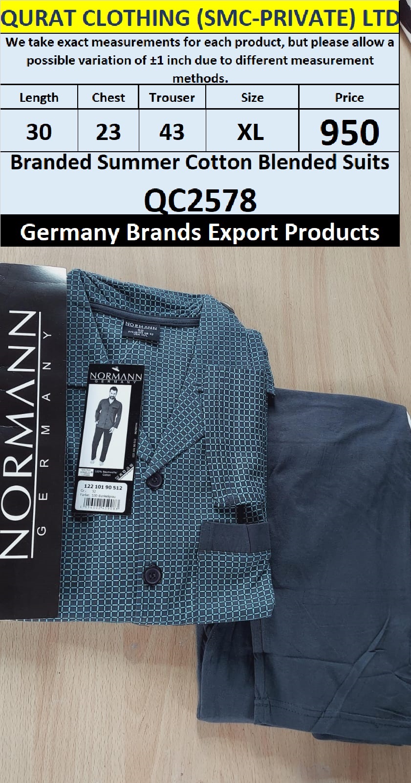 International Brands Summer Cotton Blended Suits Export Germany QC2578