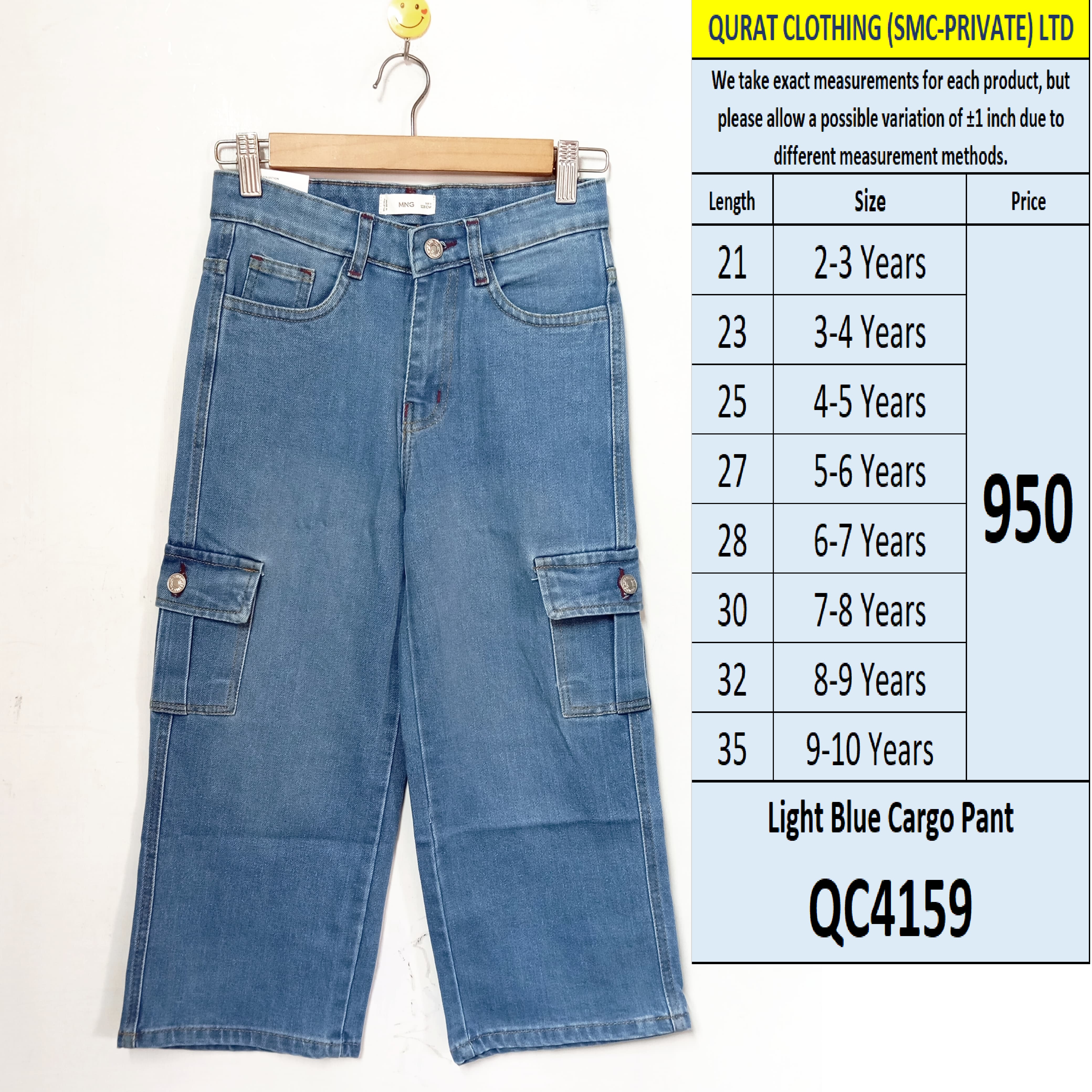 Light Blue Cargo Pant QC4159