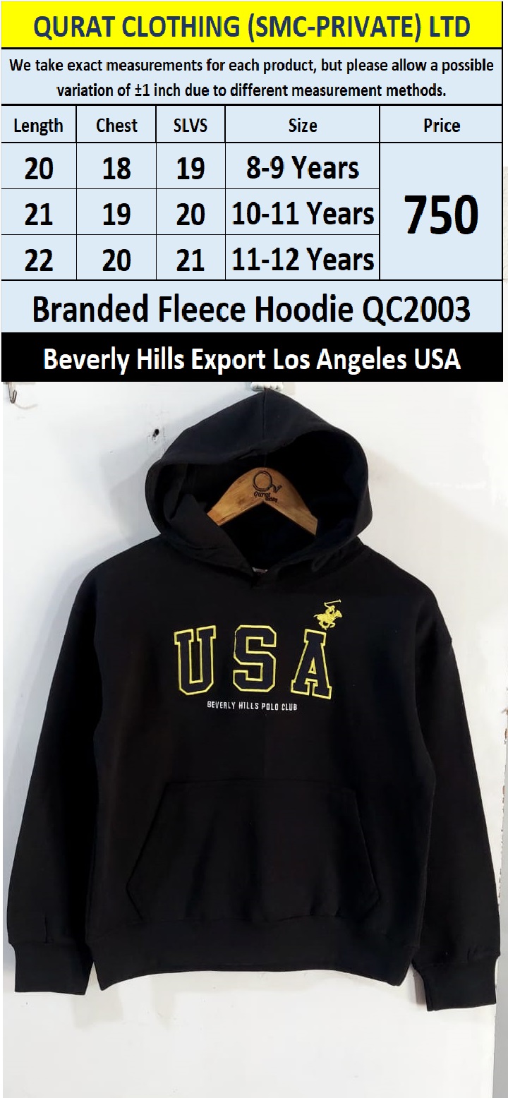 Beverly Hills Brand Fleece Hoodie QC2003 Export Los Angeles USA