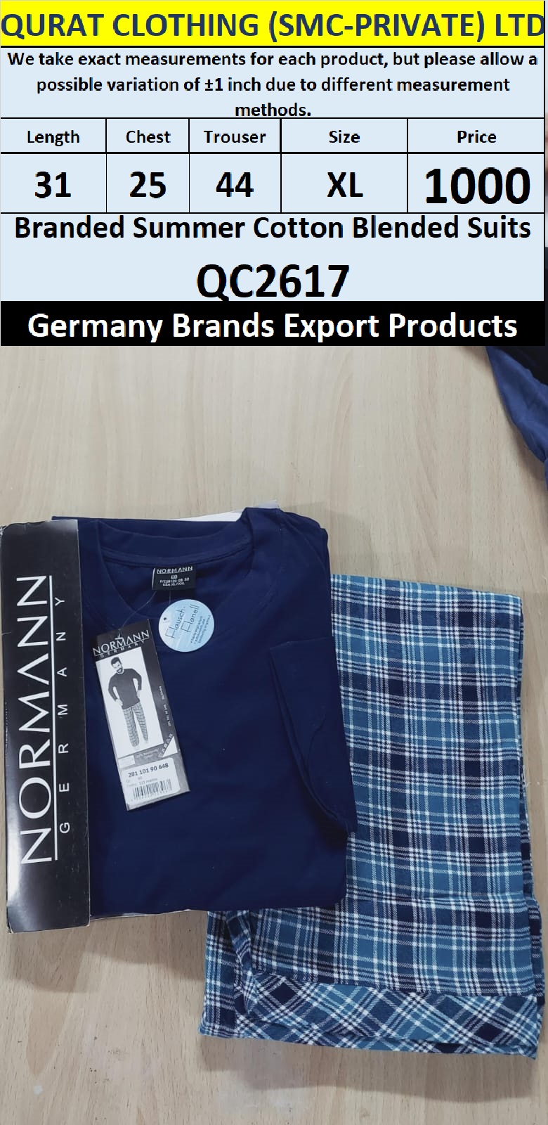 International Brands Summer Cotton Blended Suits Export Germany QC2617
