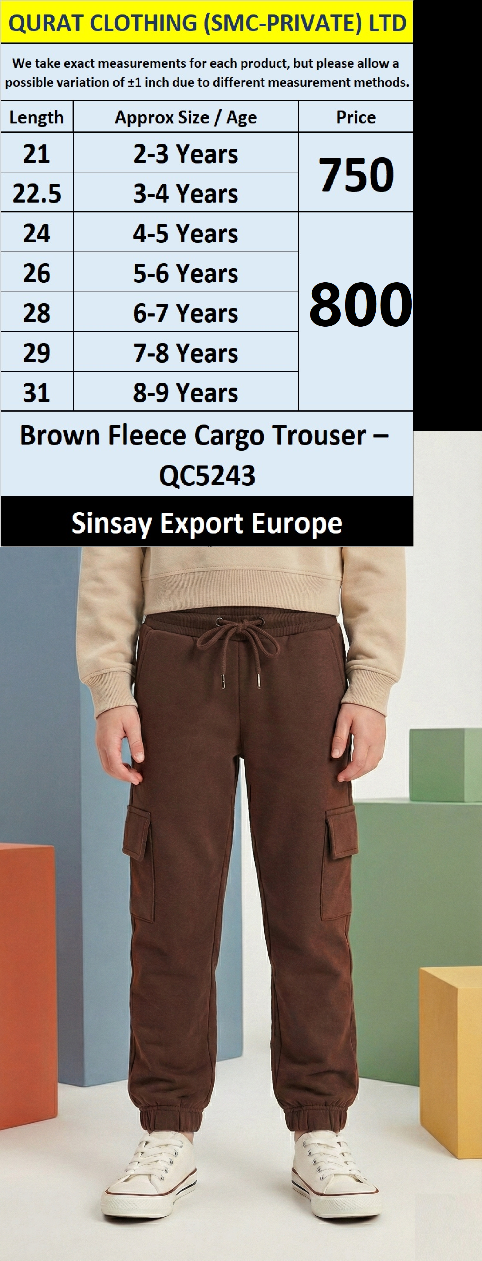 Brown Fleece Cargo Trouser – Sinsay Export Europe | QC5243