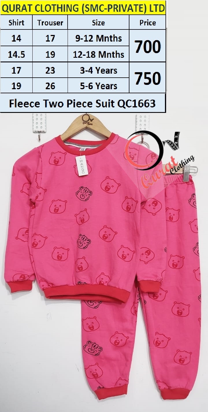 Pink Bear Face Fleece Two Piece Suit QC1663