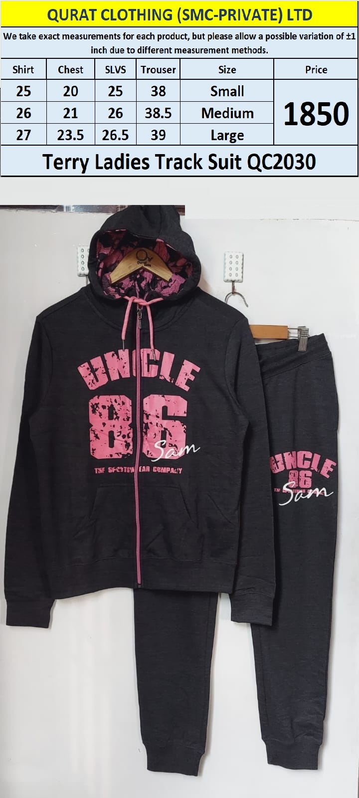 Branded Export Terry Ladies Track Suit QC2030