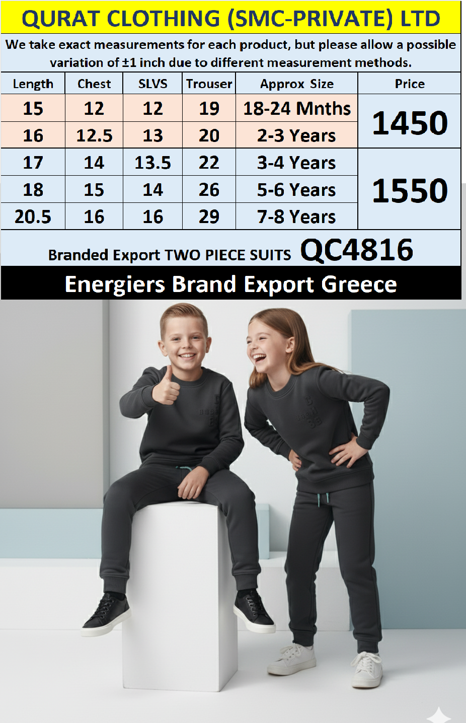 Energiers Brand Two Piece Suits QC4816 Export Greece  - QC4816