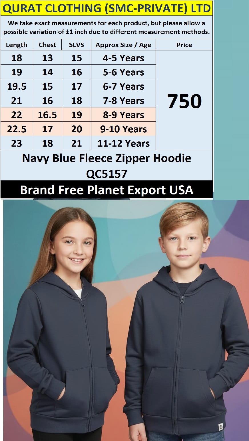 Free Planet Navy Blue Fleece Zipper Hoodie QC5157 – Export USA