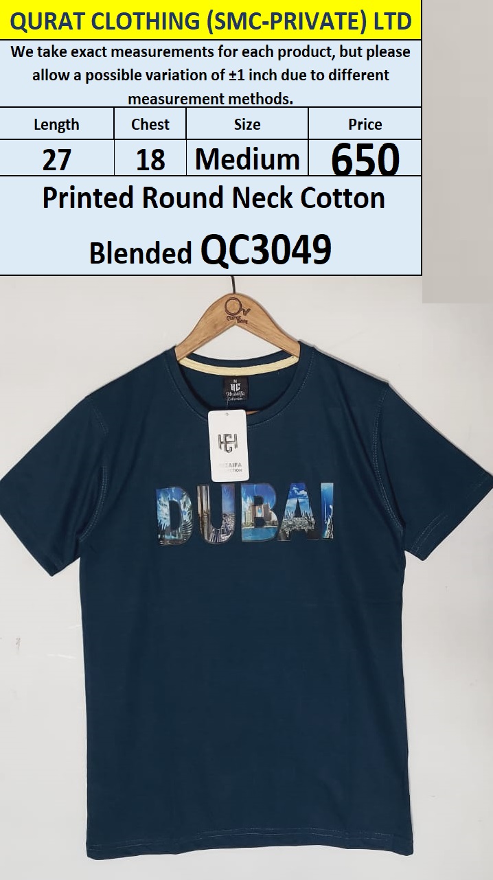 Dubai Round Neck Cotton Blended T-shirt QC3049