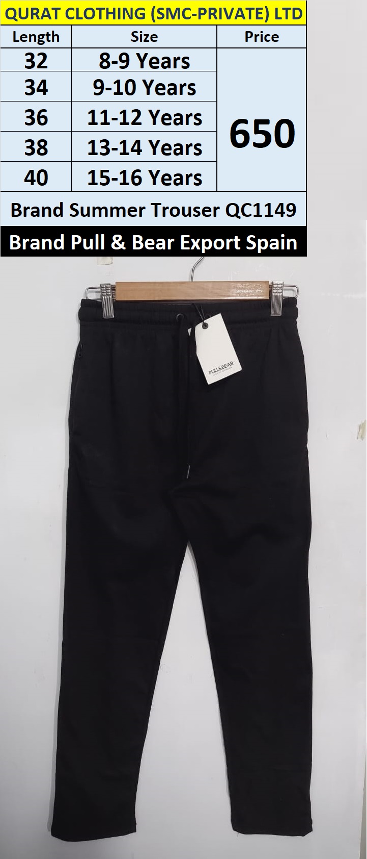 Pull & Bear Brand Summer Trouser QC1149 Export Spain