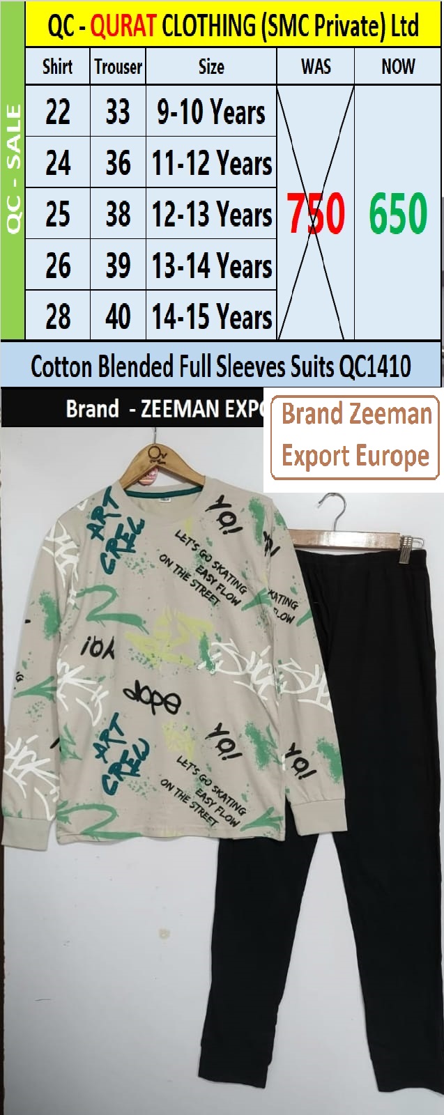 Brand Zeeman Cotton Blended Suit QC1410 Export Europe 