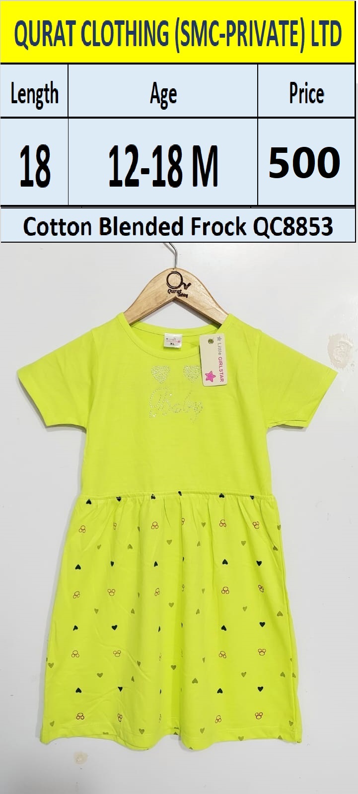 Cotton Blended Frock QC8853 Brand Little Girl Star