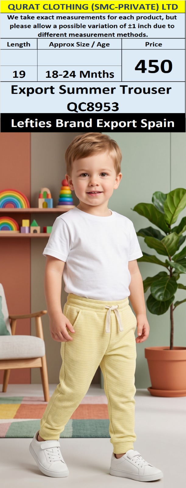 Lefties Brand Export Summer Trouser QC8953 Export Spain 