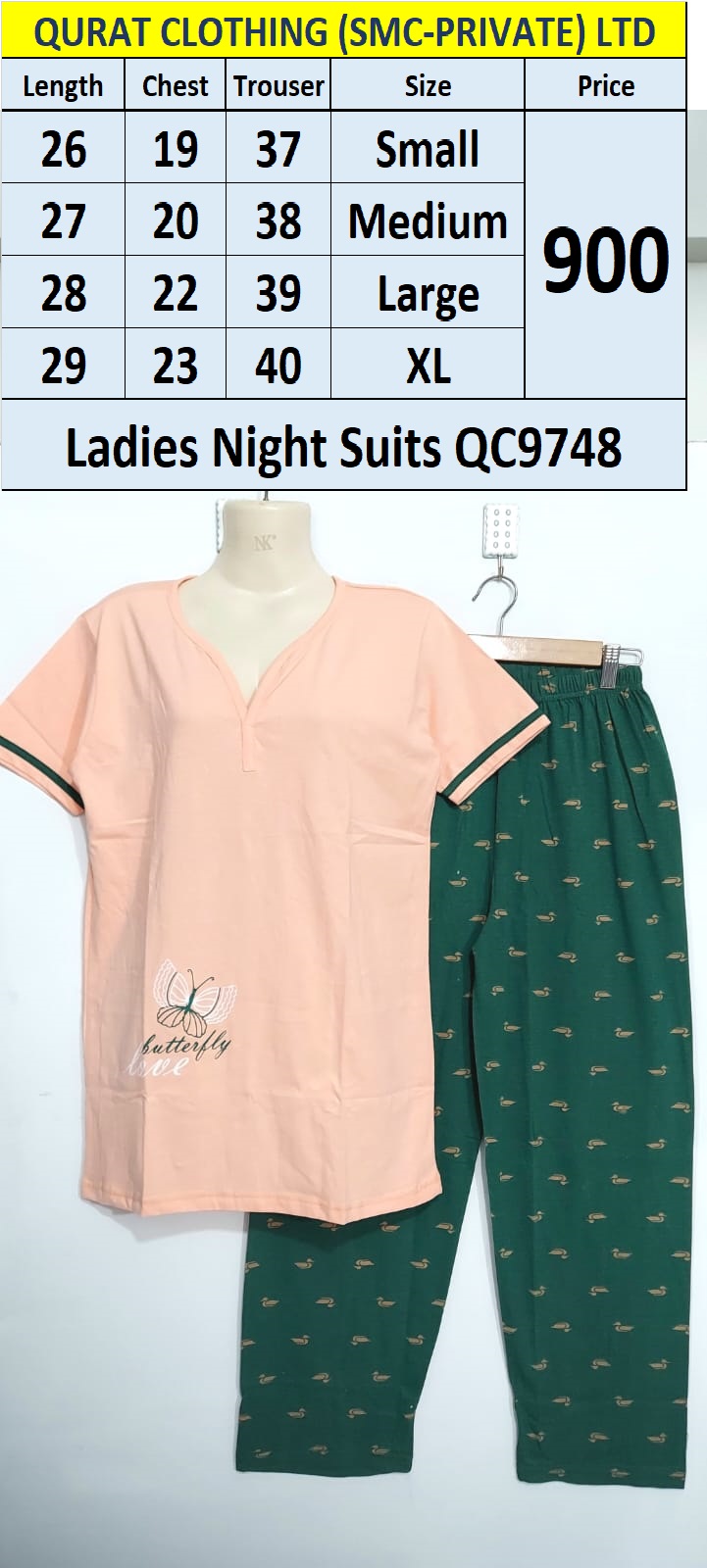 Butterfly Love Ladies Night Suits QC9748